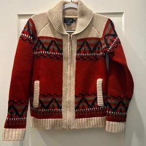 Pendleton 100% lamb wool shawl zip cardigan jacket with pockets